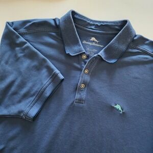 Tommy Bahama Supima Cotton Men's‎ 2XL Blue Polo Shirt Short Sleeve Golf Casual